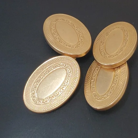 Vintage Krementz Gold Plate Chain Cufflinks Art Deco Oval - Picture 2 of 8